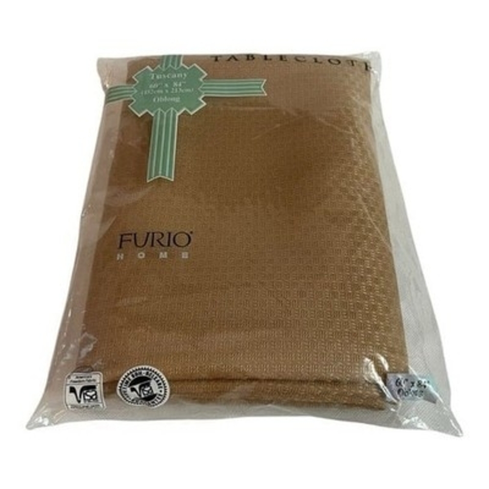 Vintage Furio Home Tuscany Oblong Gold Tablecloth 60x84 Polyester Rectangular - Picture 2 of 4